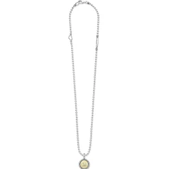 Two-Tone<LAGOS A Initial Charm Necklace