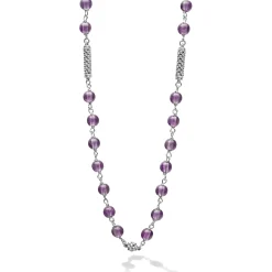 Silver<LAGOS Amethyst Beaded Necklace