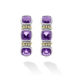 Two-Tone<LAGOS Amethyst Hoop Earrings