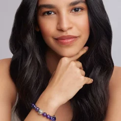 Gemstones<LAGOS Amethyst Silver Station Bead Bracelet