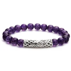 Gemstones<LAGOS Amethyst Silver Station Bead Bracelet