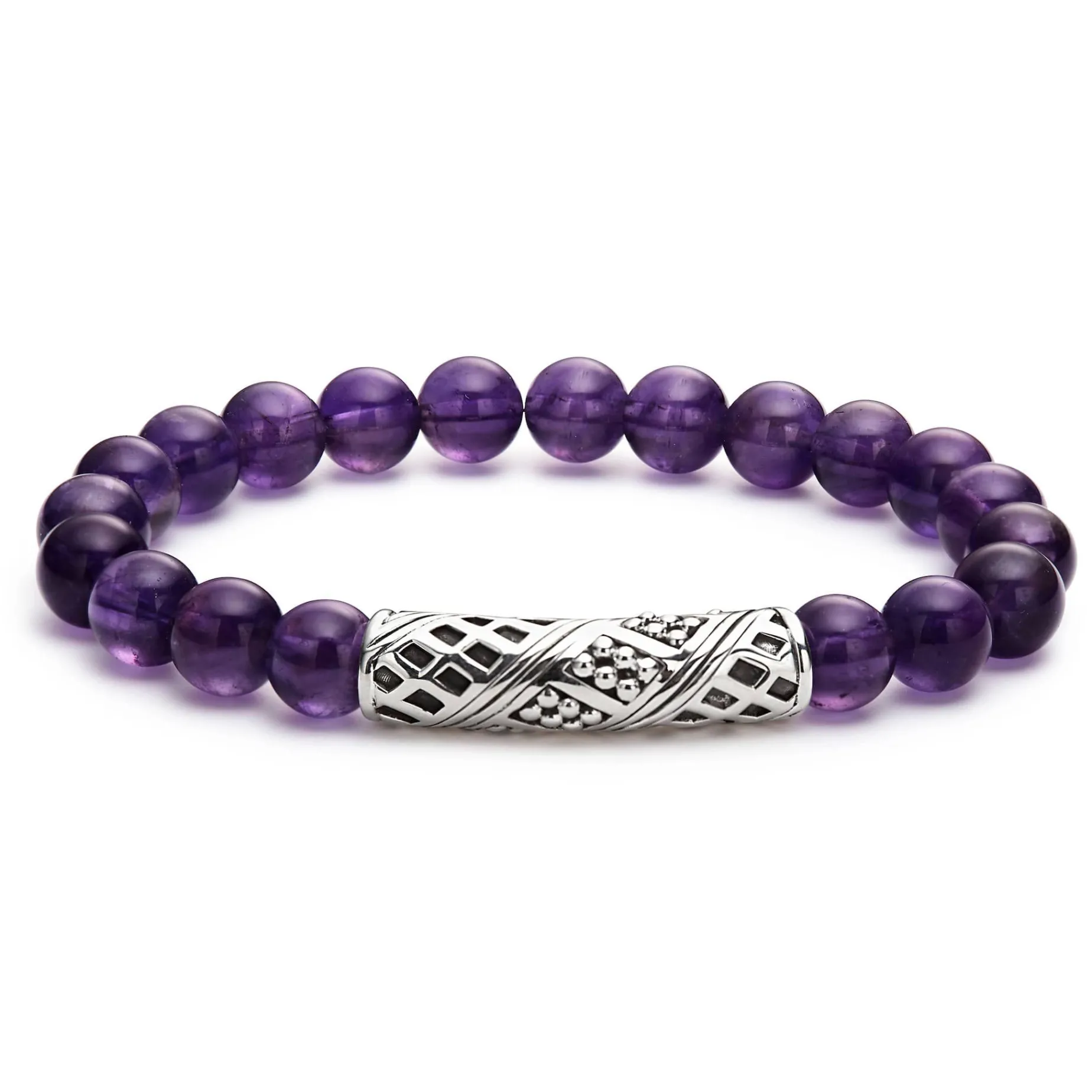 Gemstones<LAGOS Amethyst Silver Station Bead Bracelet