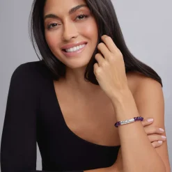 Gemstones<LAGOS Amethyst Silver Station Bead Bracelet