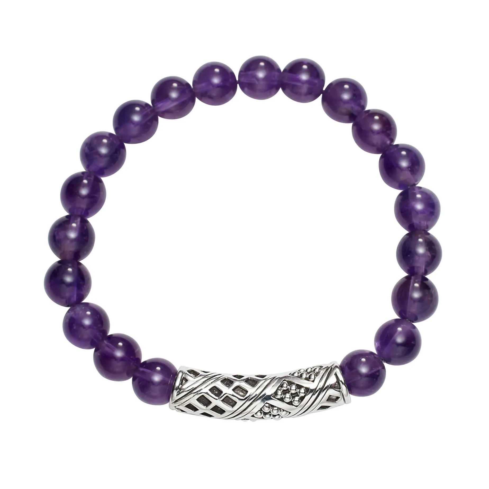 Gemstones<LAGOS Amethyst Silver Station Bead Bracelet