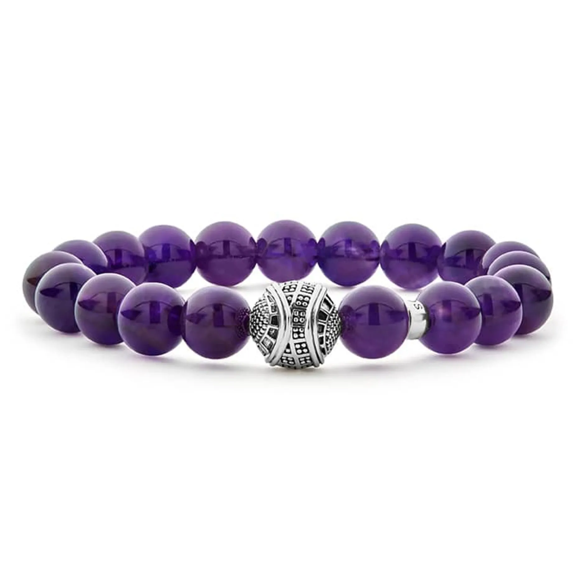 Silver<LAGOS Amethyst Silver Station Bead Bracelet