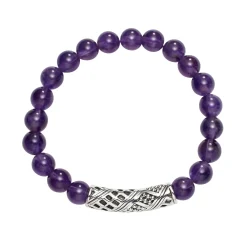 Silver<LAGOS Amethyst Silver Station Bead Bracelet