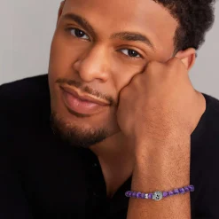 Silver<LAGOS Amethyst Skull Bracelet