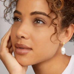 Gold<LAGOS Baroque Pearl Drop Earrings
