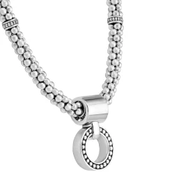 Silver<LAGOS Beaded Circle Pendant Necklace