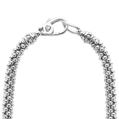 Silver<LAGOS Beaded Circle Pendant Necklace