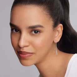 Silver<LAGOS Beaded Thin Drop Earrings