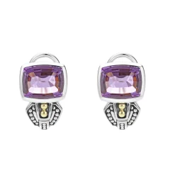 Gemstones<LAGOS Bezel-Set Amethyst Earrings