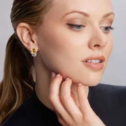 Gemstones<LAGOS Bezel-Set Citrine Earrings