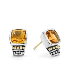 Gemstones<LAGOS Bezel-Set Citrine Stud Earrings