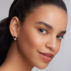 Gemstones<LAGOS Bezel-Set Onyx Stud Earrings