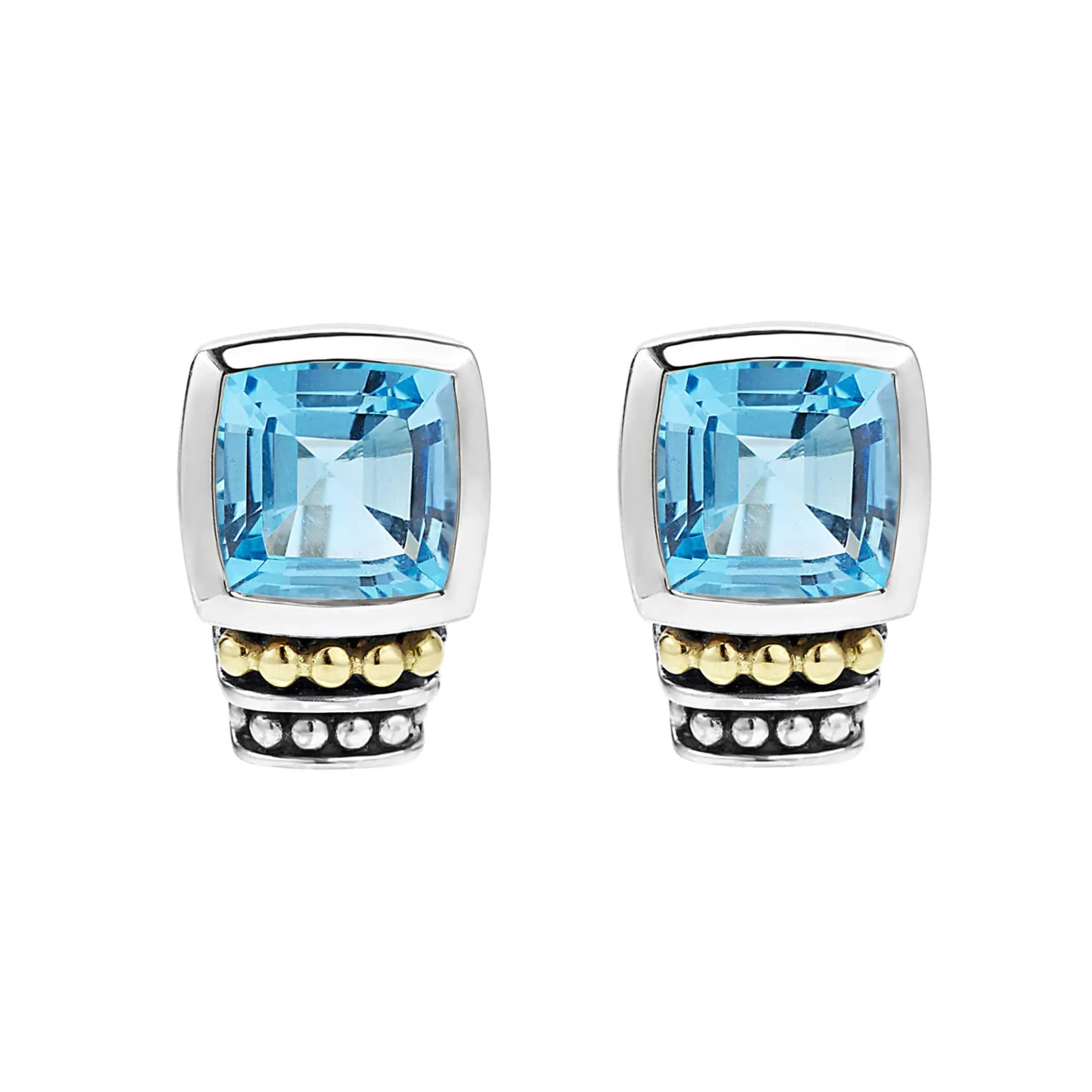 Gemstones<LAGOS Bezel-Set Swiss Blue Topaz Stud Earrings