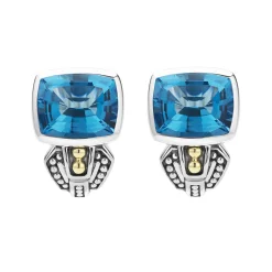 Gemstones<LAGOS Bezel-Set Swiss Blue Topaz Earrings