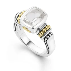 Gemstones<LAGOS Bezel-Set White Topaz Ring