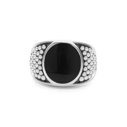 Rings<LAGOS Black Agate Oval Band Ring