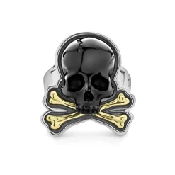 Rings<LAGOS Black Agate Skull And Bones Statement Ring
