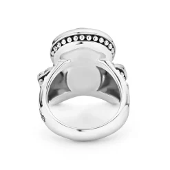 Rings<LAGOS Black Agate Skull And Bones Statement Ring