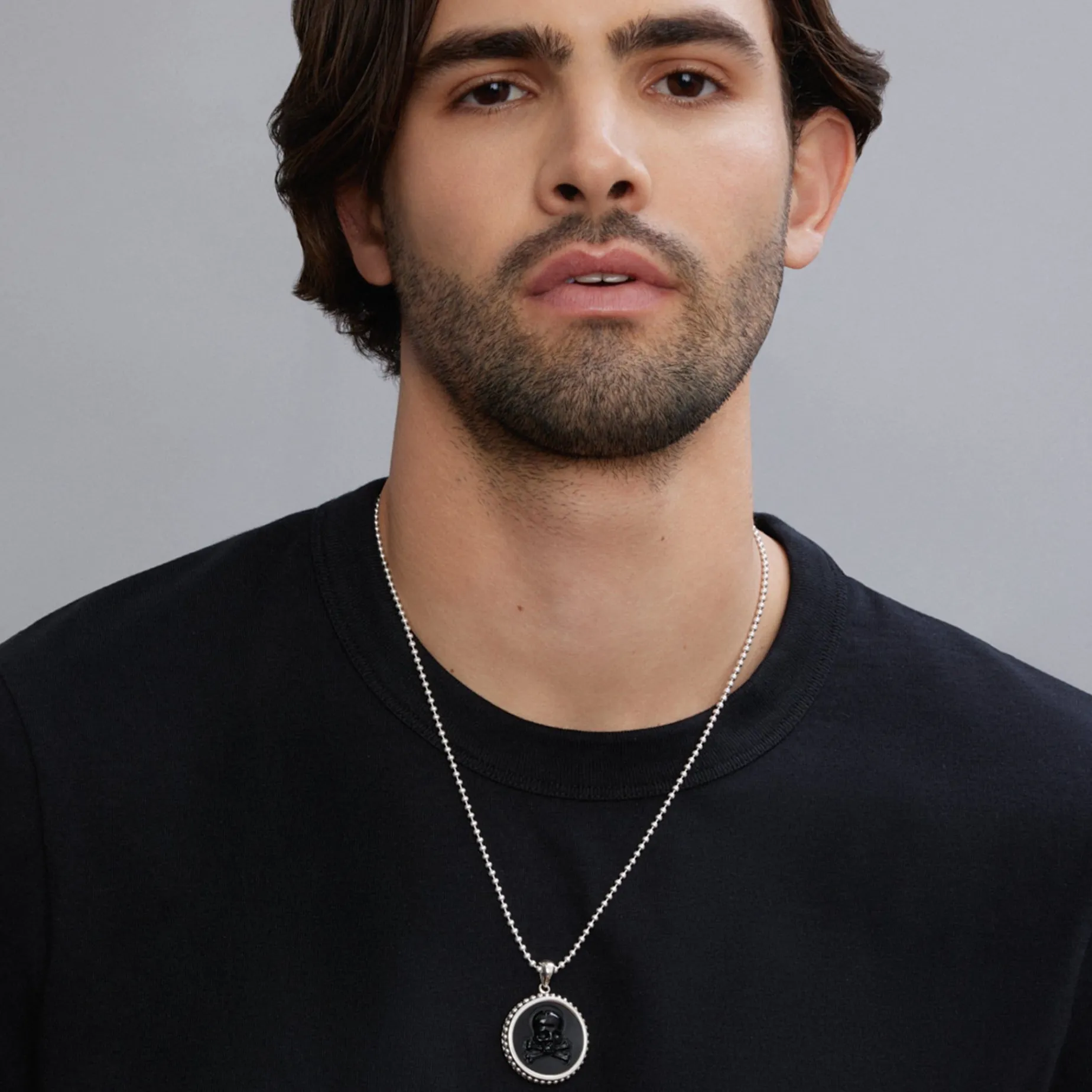 Necklaces & Chains<LAGOS Black Agate Skull Crossbone Amulet Necklace