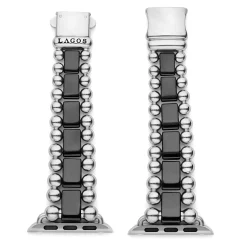 Watch Bands<LAGOS Black Ceramic And Stainless Steel Watch Bracelet-38-45Mm