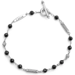 Silver<LAGOS Black Ceramic Beaded Bracelet