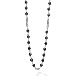 Silver<LAGOS Black Ceramic Beaded Necklace