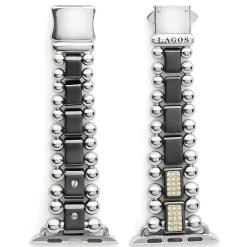 Watch Bracelets<LAGOS Black Ceramic Half Diamond Watch Bracelet-38-45Mm