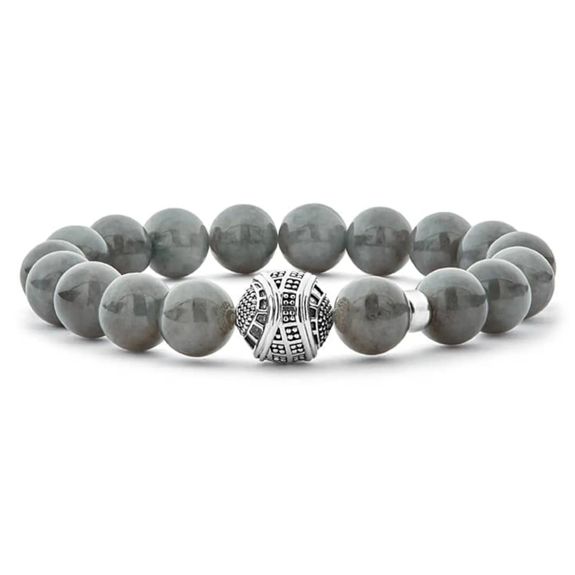 Silver<LAGOS Black Jade Silver Station Bead Bracelet