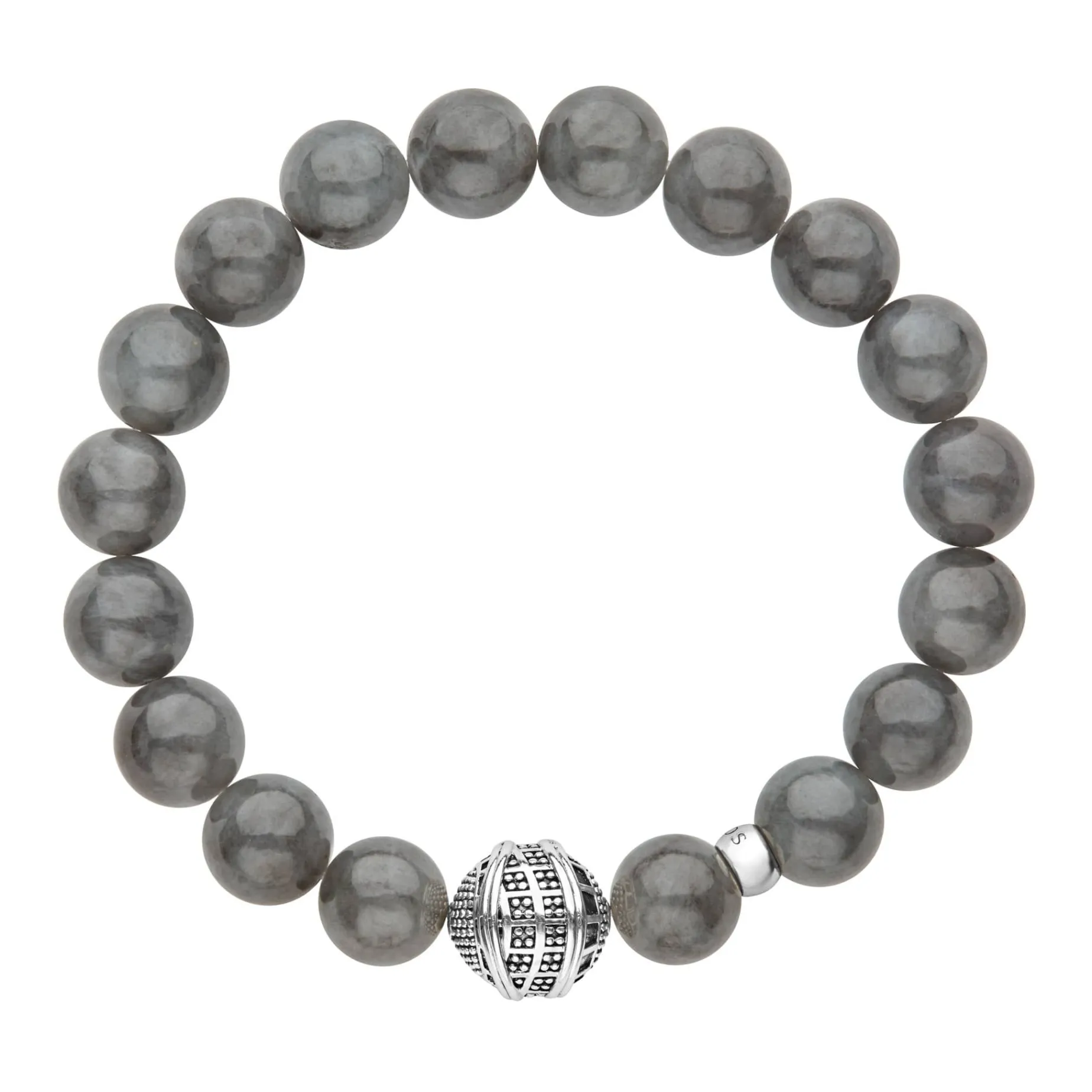 Silver<LAGOS Black Jade Silver Station Bead Bracelet