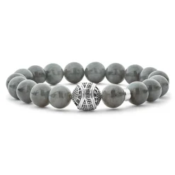 Gemstones<LAGOS Black Jade Silver Station Bead Bracelet
