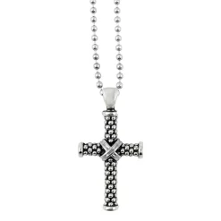 Pendant Necklaces<LAGOS Caviar Beaded Cross Pendant Necklace