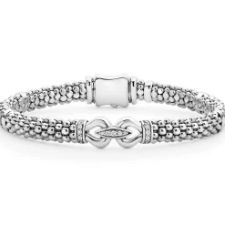 Silver<LAGOS Caviar Buckle Diamond Bracelet | 6Mm