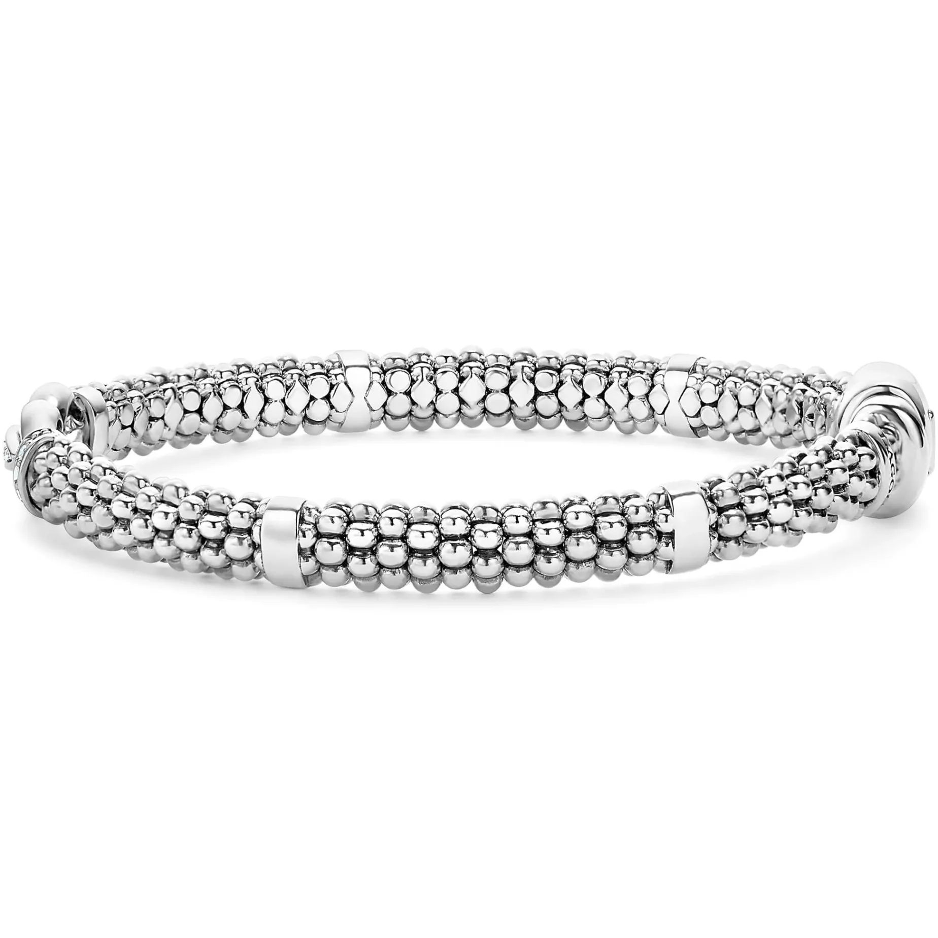 Silver<LAGOS Caviar Buckle Diamond Bracelet | 6Mm
