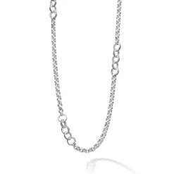 Silver<LAGOS Caviar Circle Link Necklace