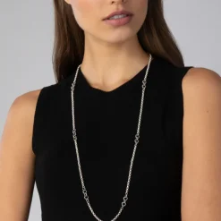 Silver<LAGOS Caviar Circle Link Necklace