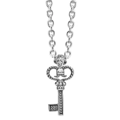 Silver<LAGOS Caviar Key Diamond Pendant Necklace