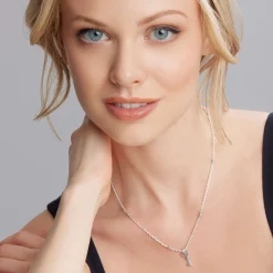 Silver<LAGOS Caviar Key Diamond Pendant Necklace