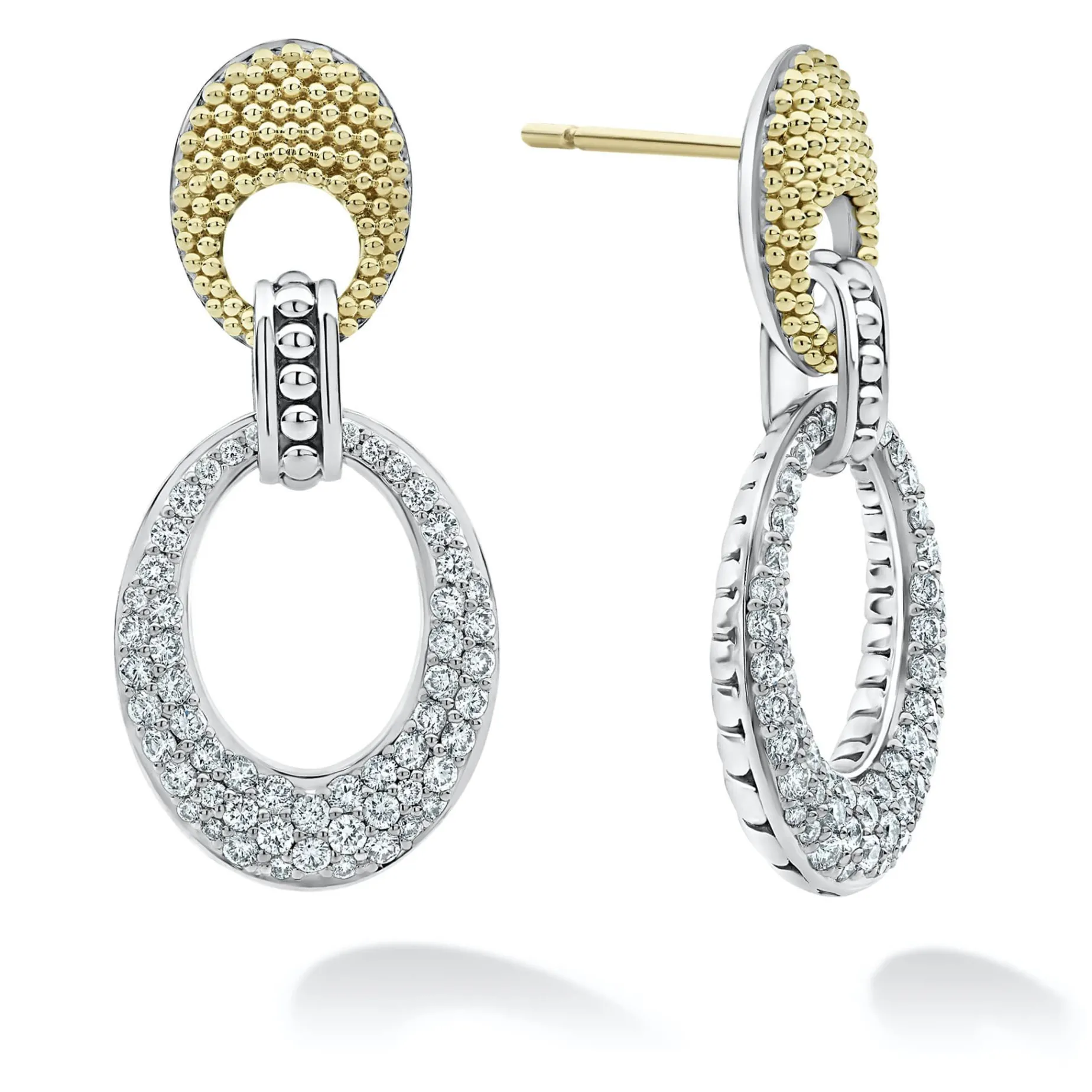 Diamonds<LAGOS Caviar Oval Diamond Drop Earrings