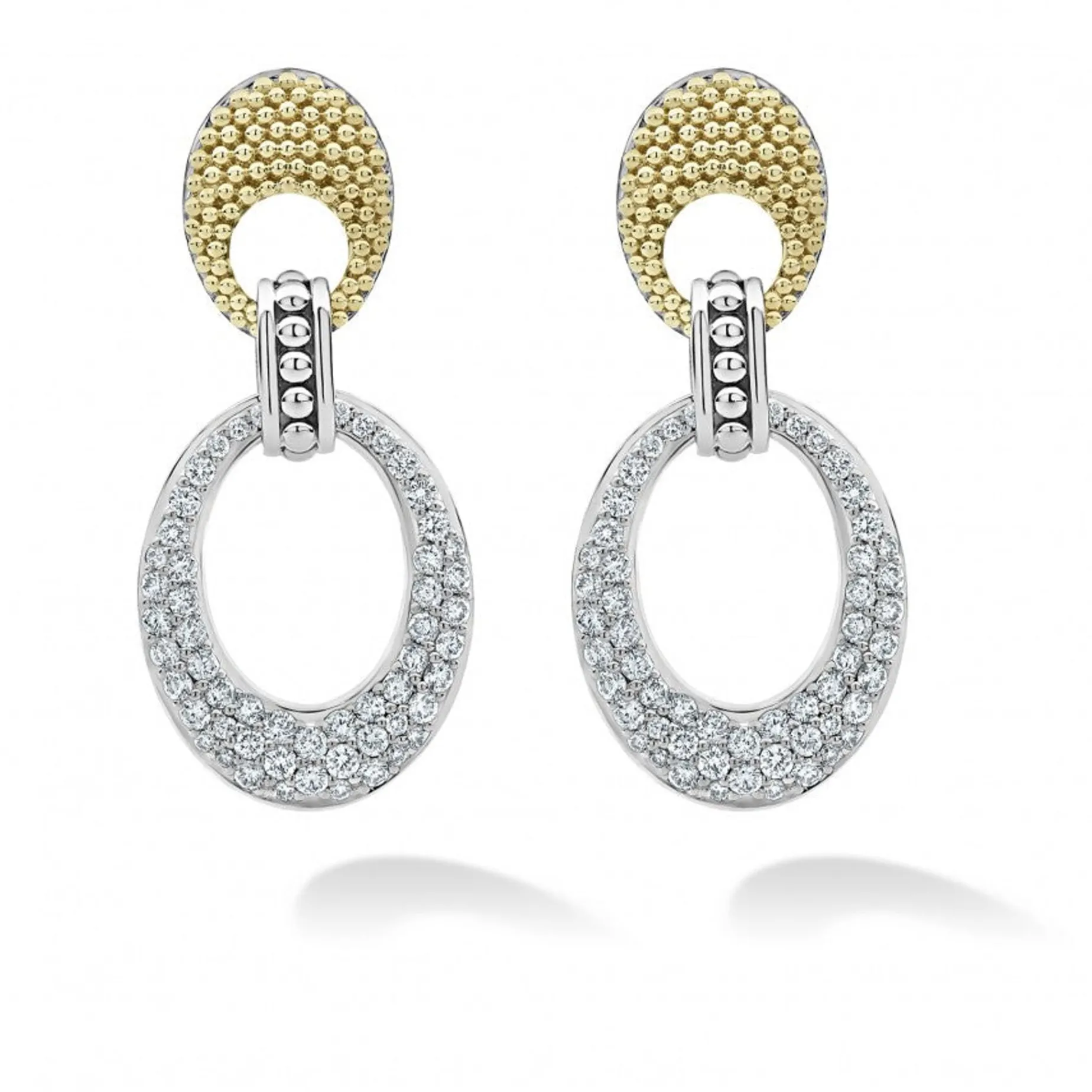 Diamonds<LAGOS Caviar Oval Diamond Drop Earrings