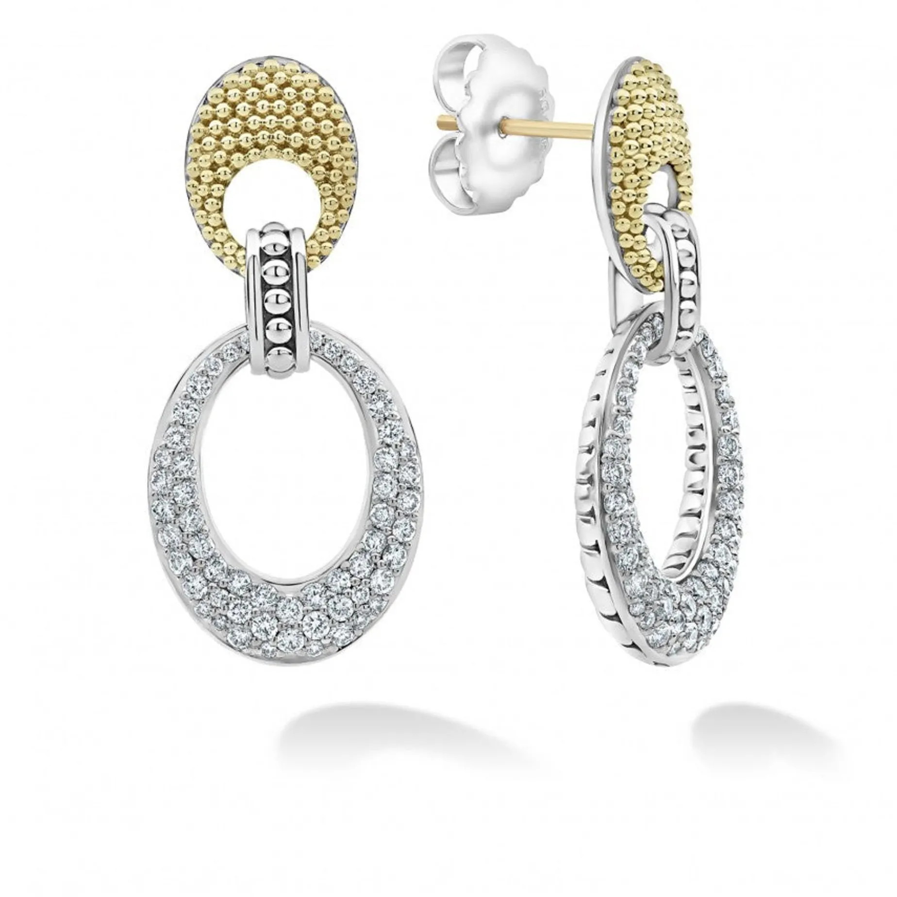 Diamonds<LAGOS Caviar Oval Diamond Drop Earrings