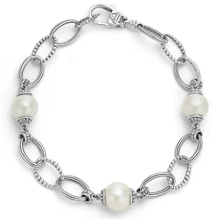 Silver<LAGOS Caviar Pearl Link Bracelet