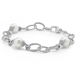 Silver<LAGOS Caviar Pearl Link Bracelet