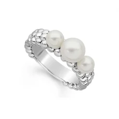Silver<LAGOS Caviar Pearl Ring