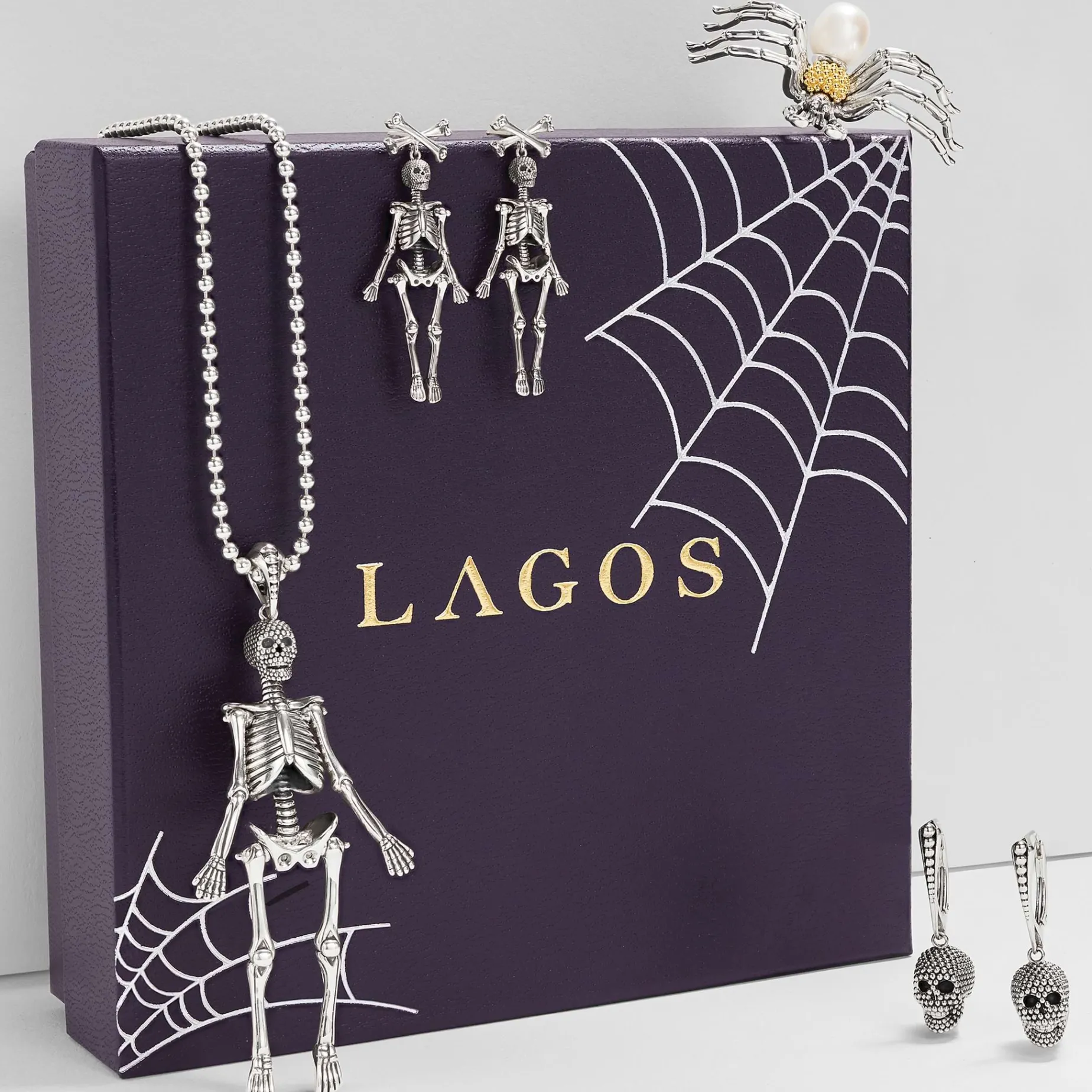 Silver<LAGOS Caviar Skeleton Pendant Necklace