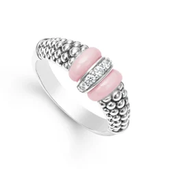 Silver<LAGOS Ceramic And Caviar Diamond Ring