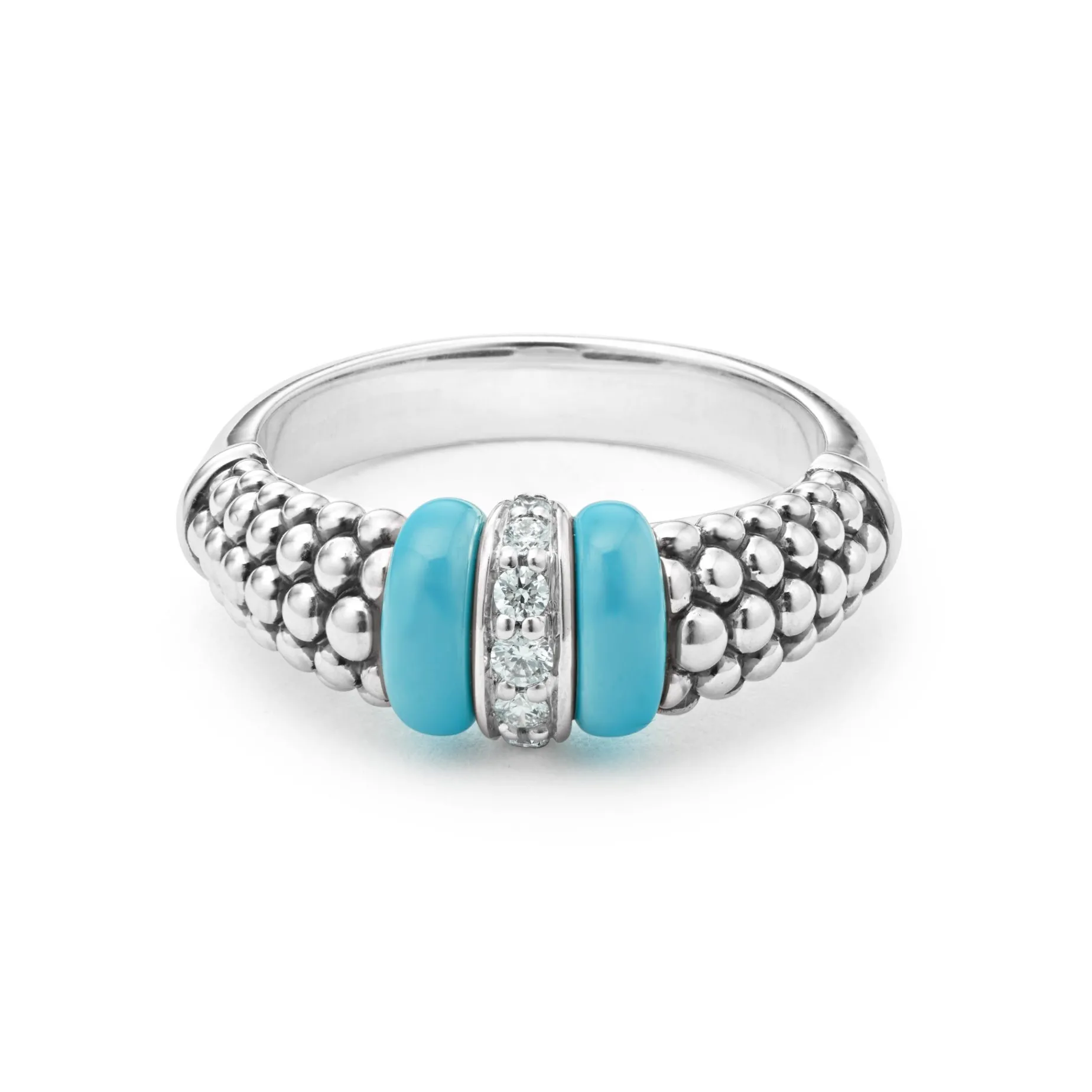 Silver<LAGOS Ceramic And Caviar Diamond Ring