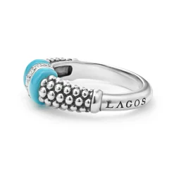 Silver<LAGOS Ceramic And Caviar Diamond Ring